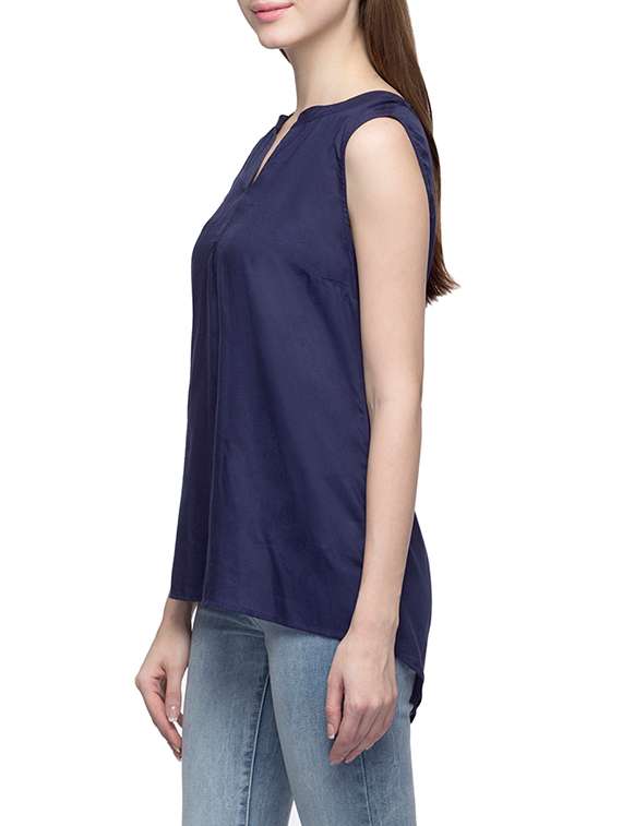 navy blue viscose asymmetric top - 12970581 - Standard Image - 1