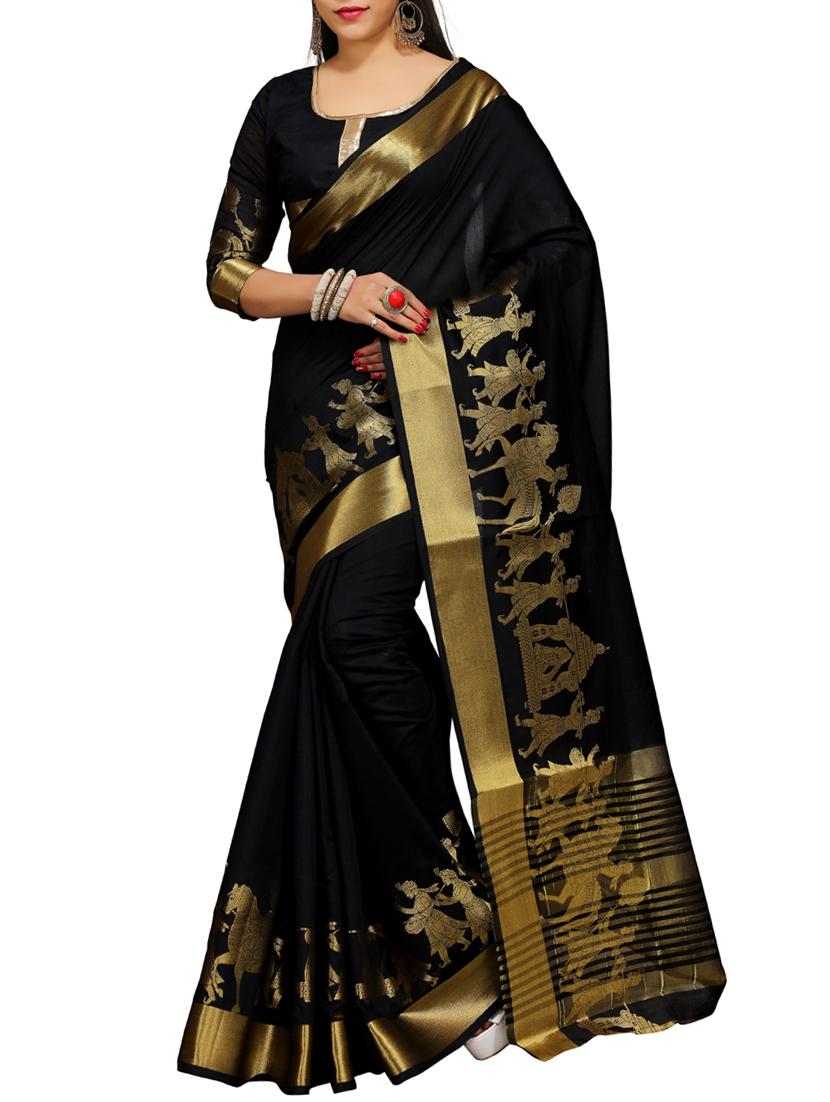 black cotton banarasi saree with blouse