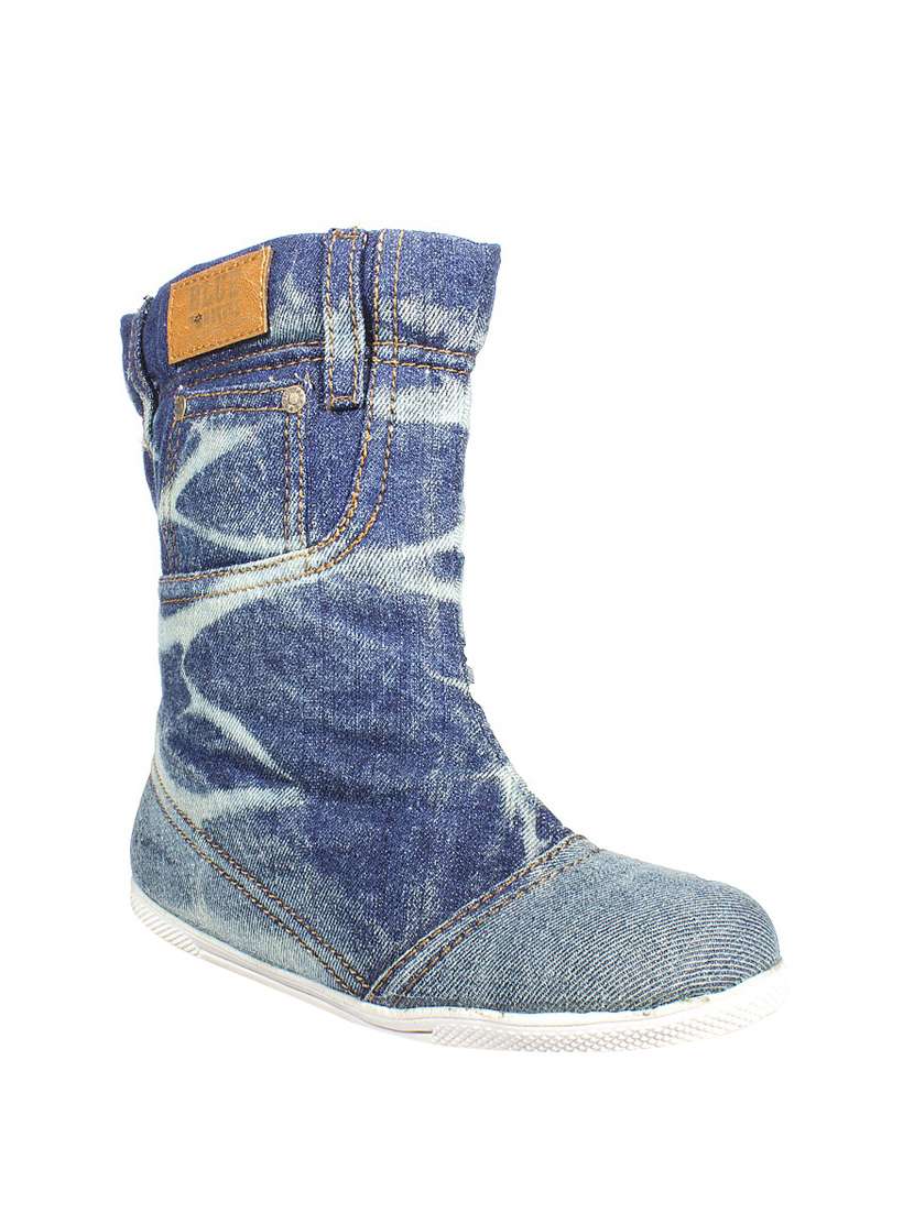 blue calf length boot