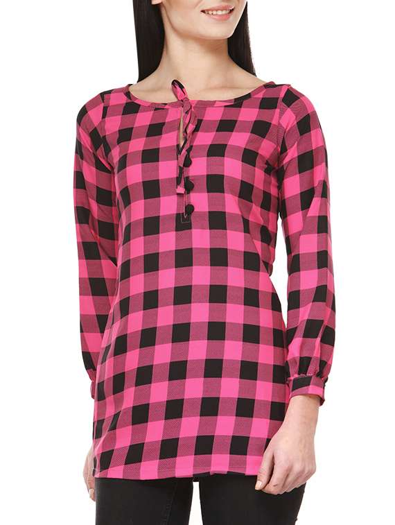 women's straight tie-up neck top