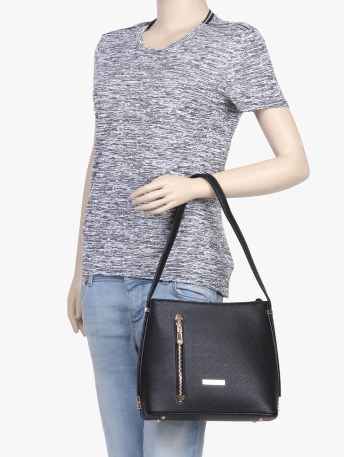 black leatherette sling bag - 12973596 - Standard Image - 4