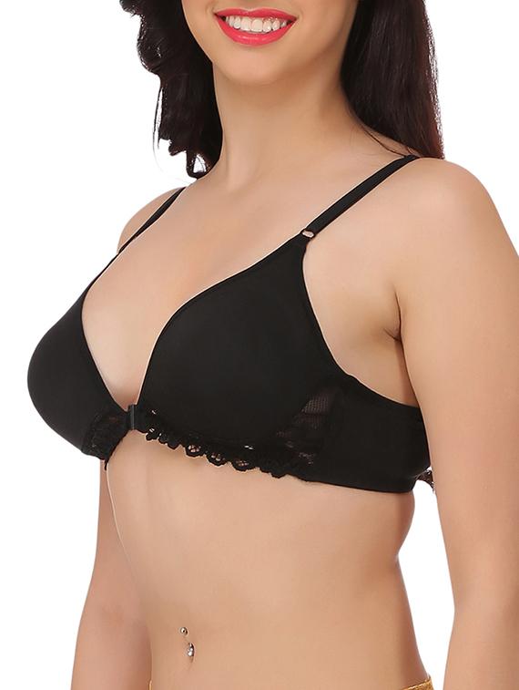 lace detail front open bra - 12974981 - Standard Image - 1