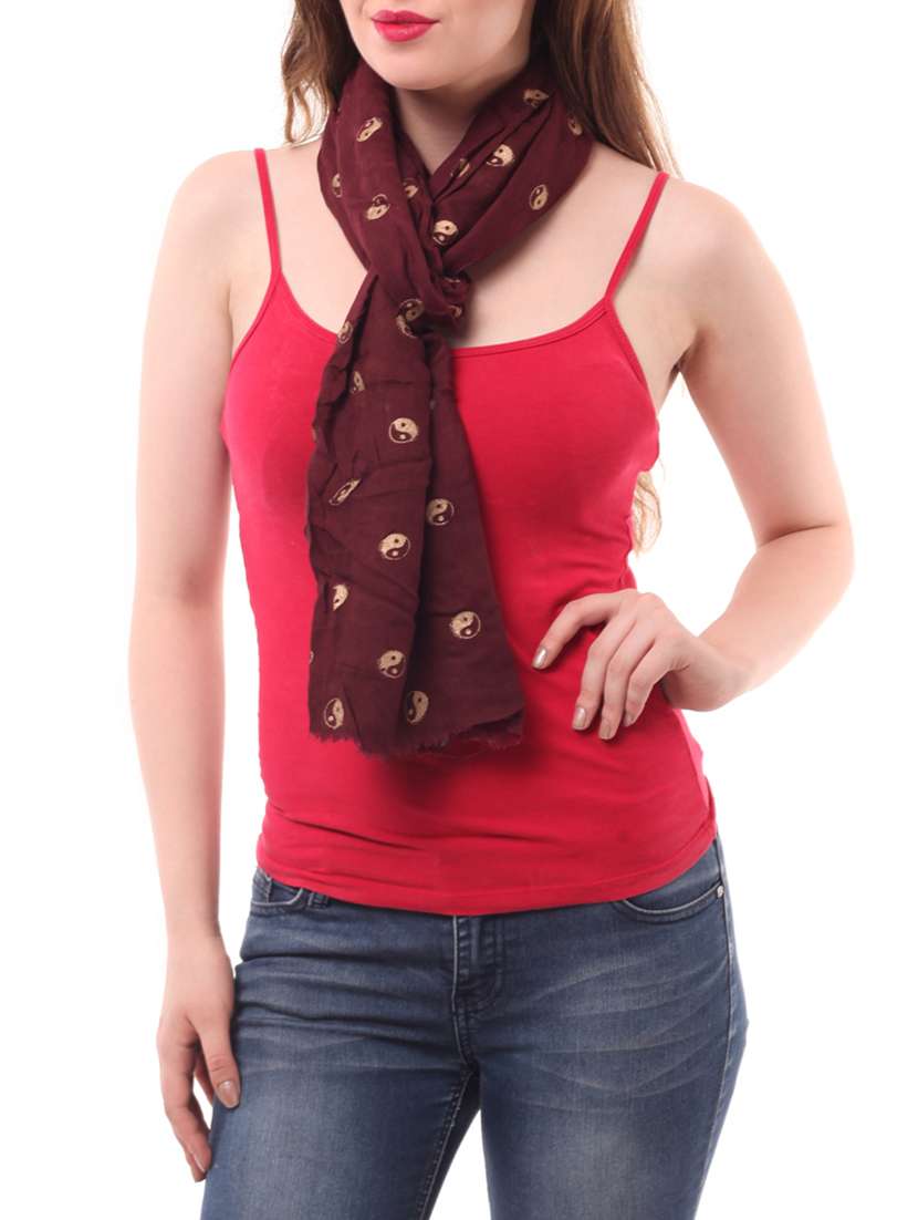 maroon printed cotton stole