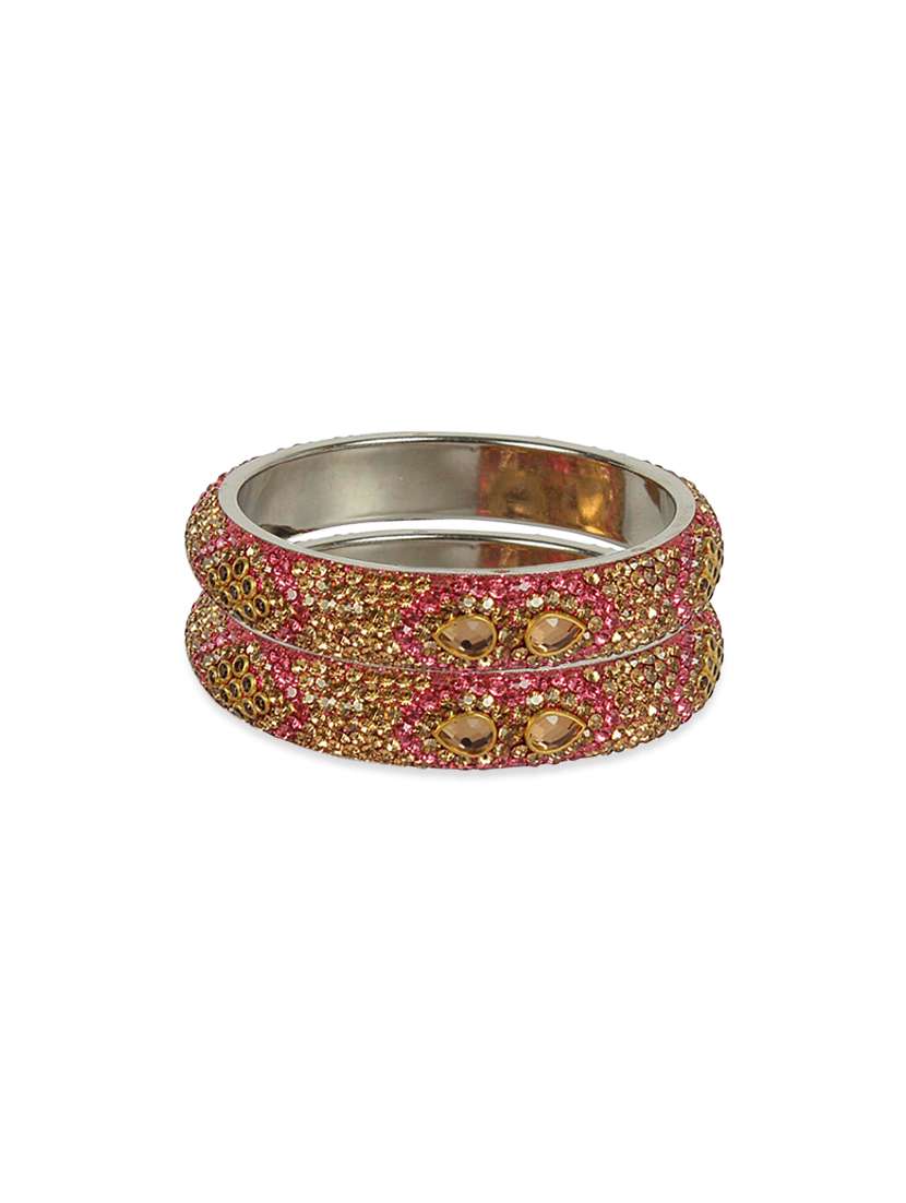 pink gold tone stone bangles