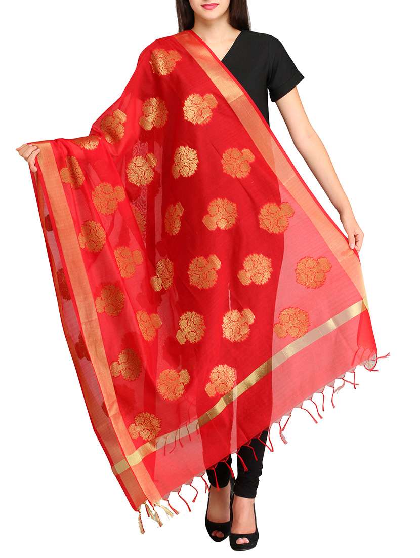 red chanderi dupatta