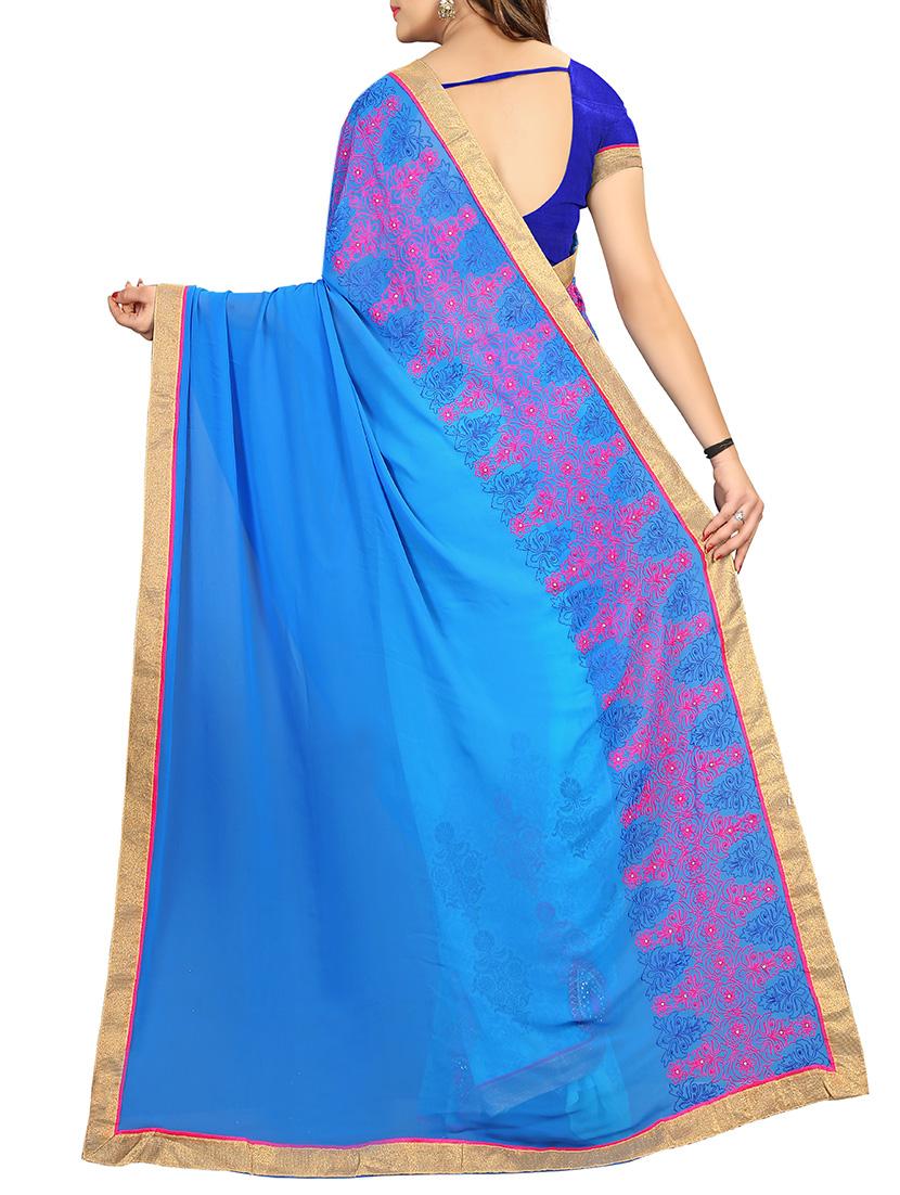 blue georgette half & half saree - 12978814 - Standard Image - 1