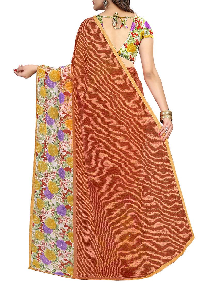 yellow georgette printed saree - 12978843 - Standard Image - 1
