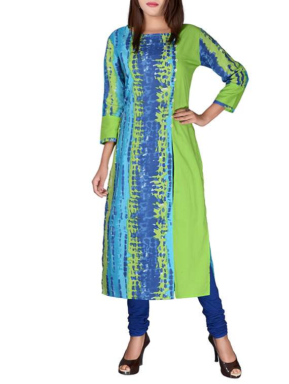 green cotton long kurta
