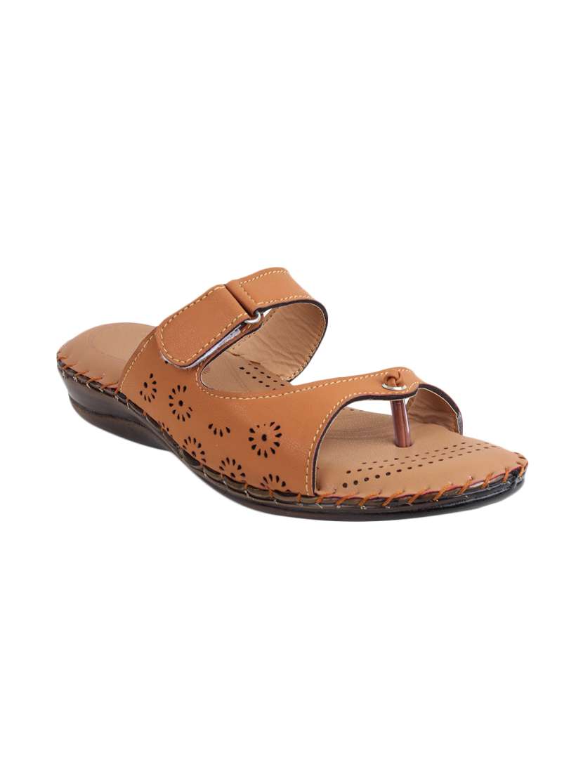 brown toe separator slippers