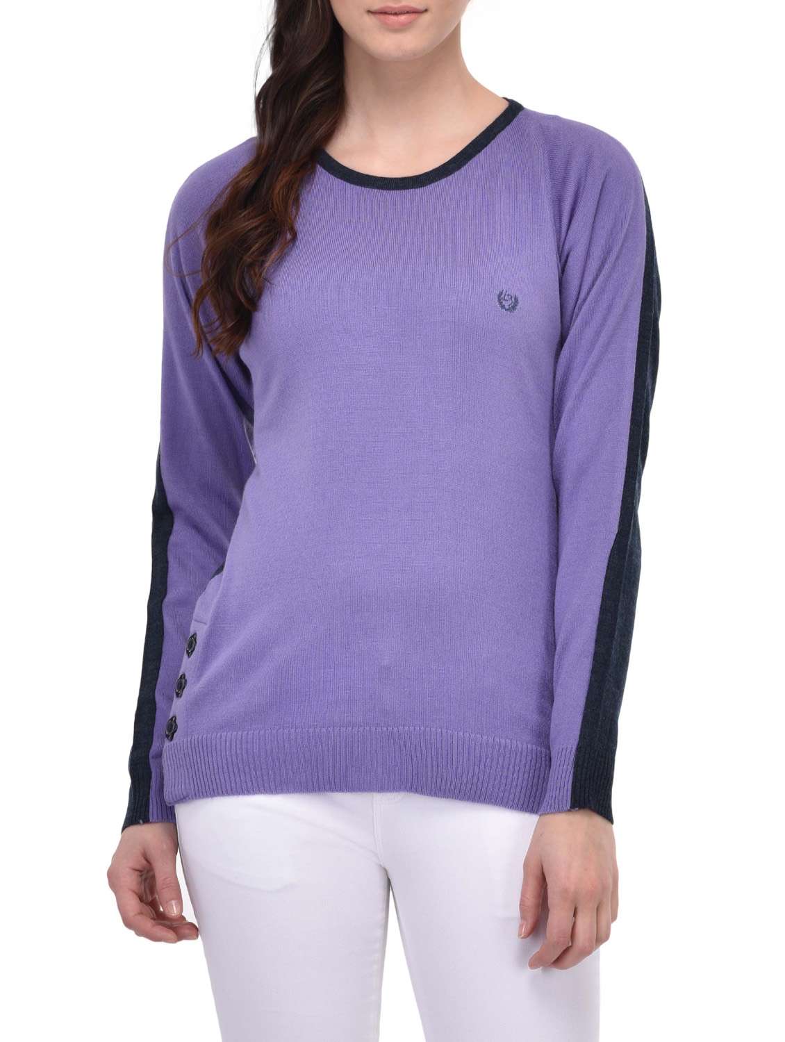 purple acrylic pullover
