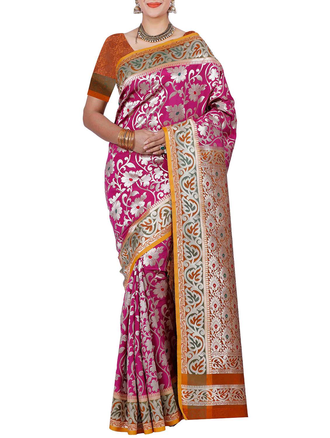 pink mysore silk saree