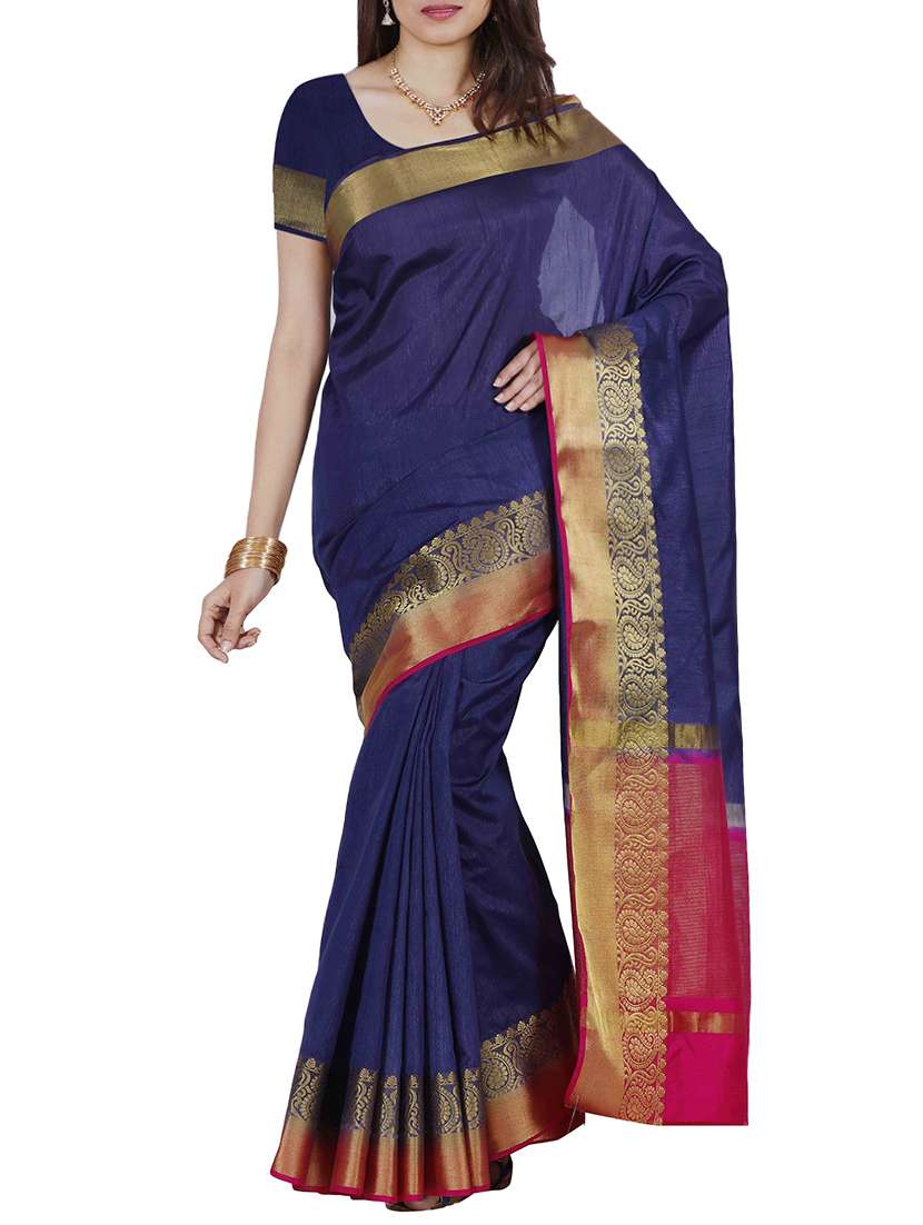 blue mysore silk saree