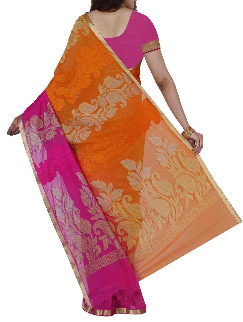 pink chiffon woven saree - 12985352 - Standard Image - 1