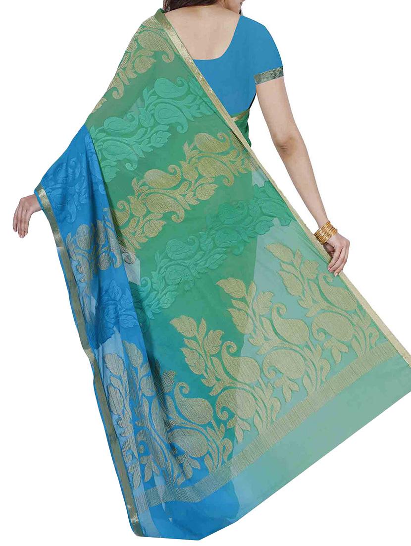 blue chiffon woven saree - 12985353 - Standard Image - 1