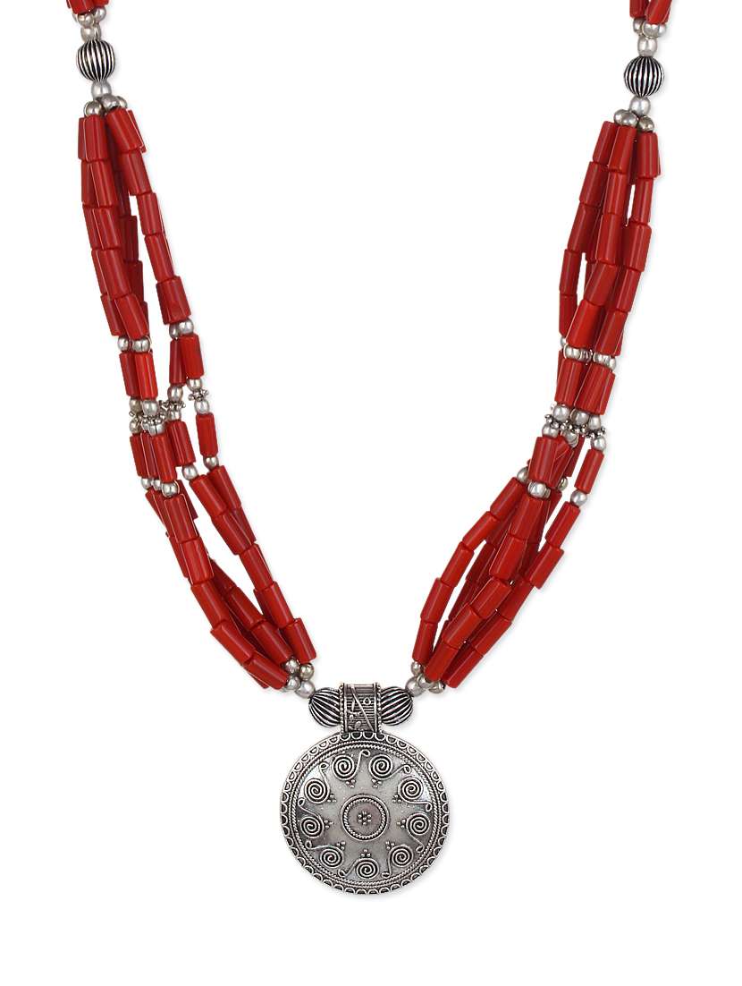 red metal tribal necklace