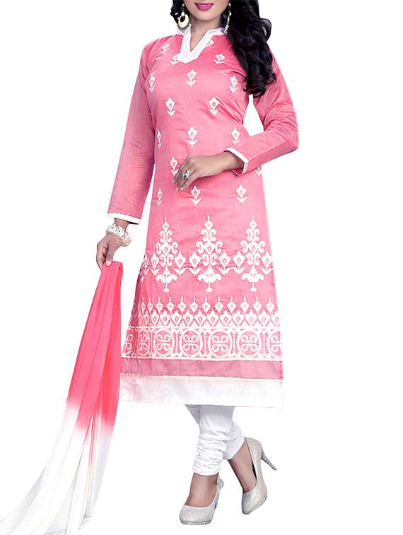 pink cotton  unstitched suit
