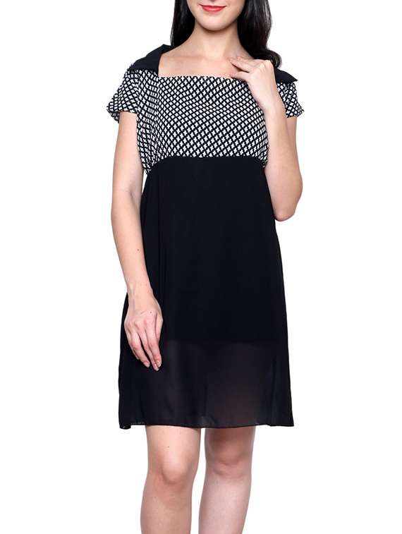 black printed cotton dress