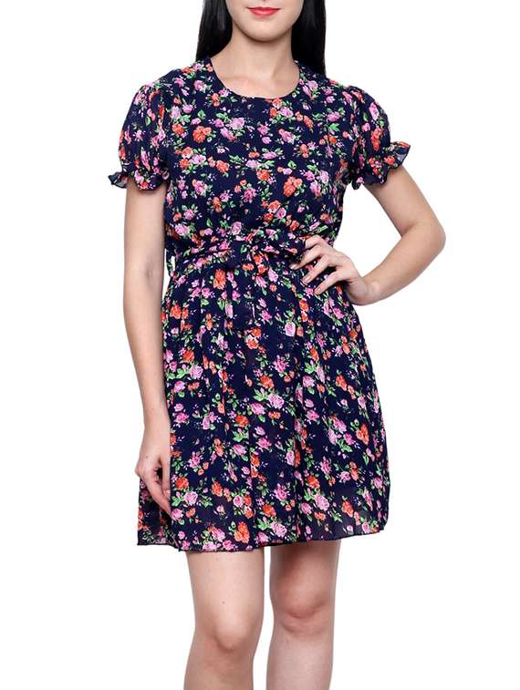 blue cotton floral dress