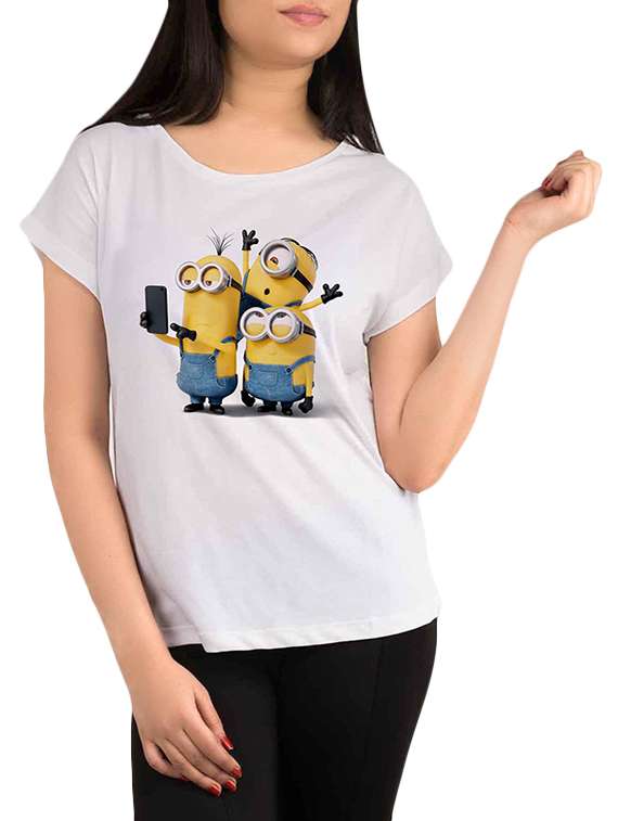 white printed polyester regular tee