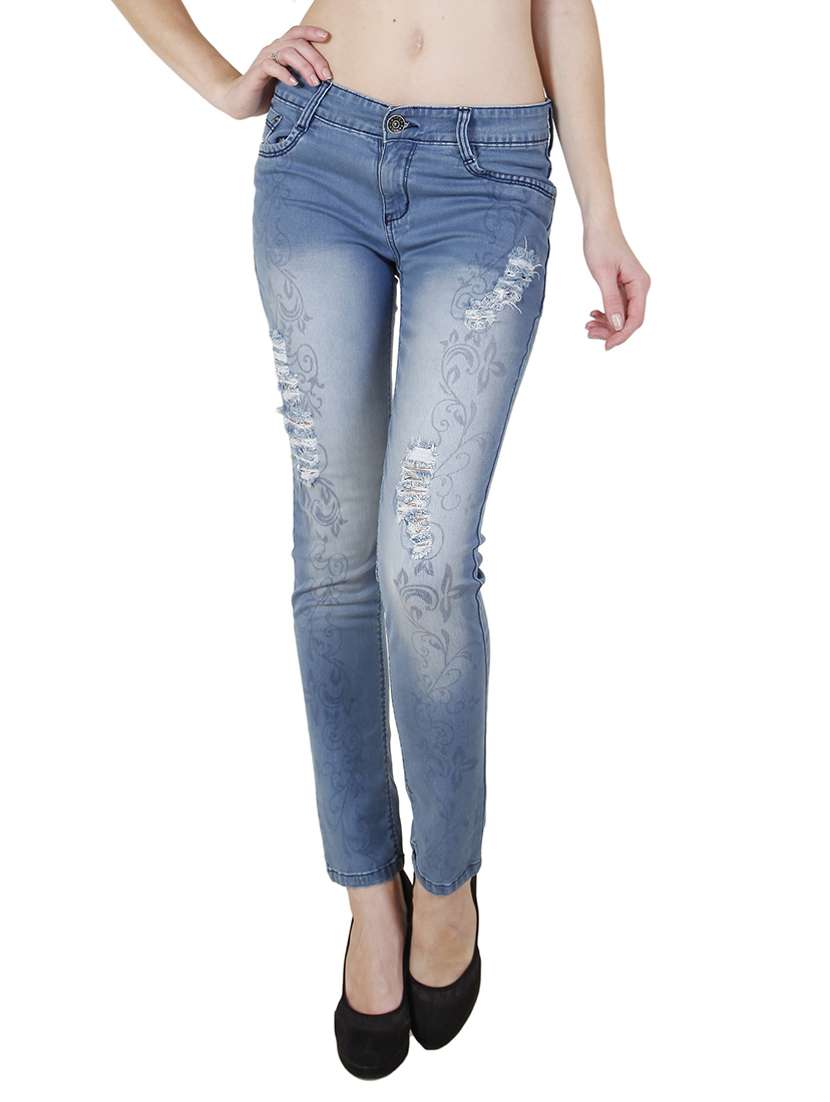 blue denim distressed jean