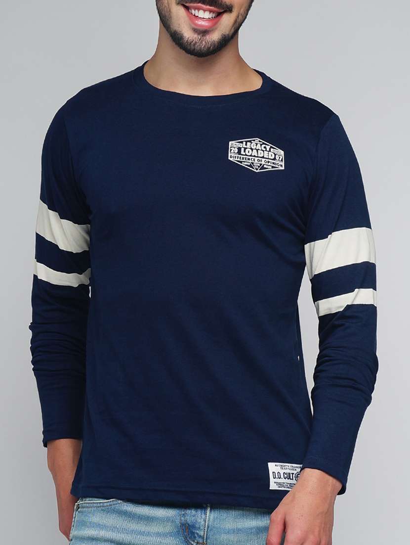 navy blue cotton back print  t-shirt