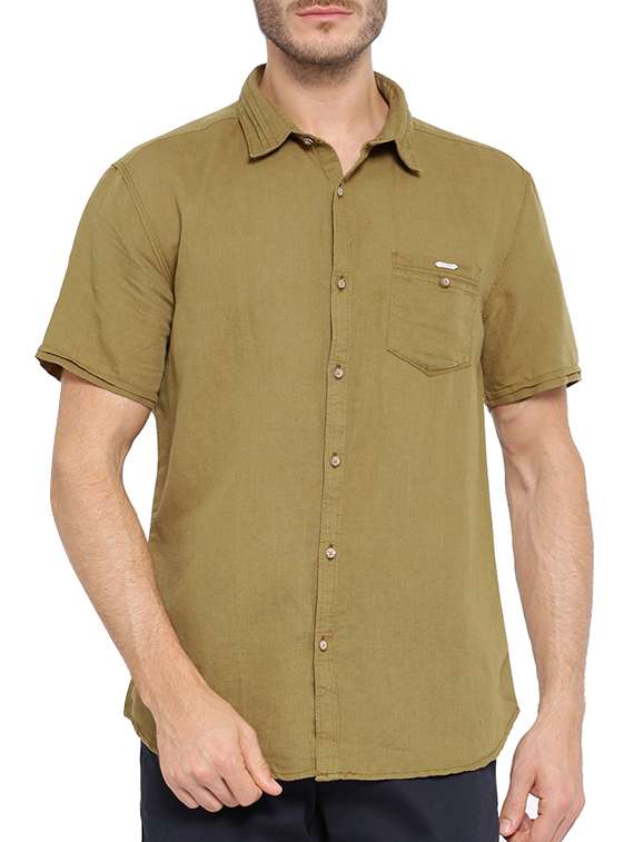 brown linen casual shirt