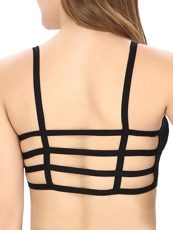 black nylon cage bra - 12994001 -  Standard Image - 1