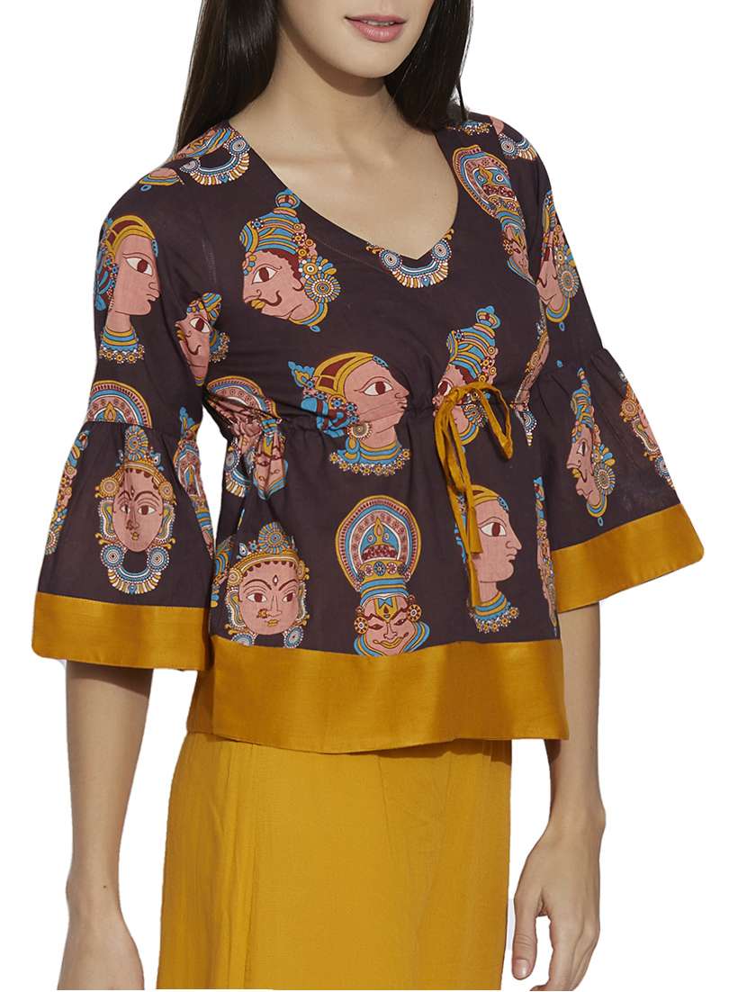 brown printed cotton top - 12994207 -  Standard Image - 1