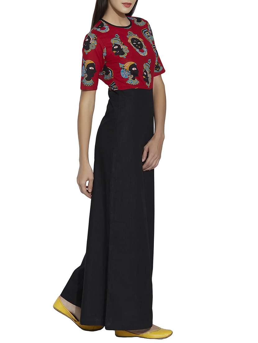black printed cotton full leg jumpsuit - 12994288 - Standard Image - 1