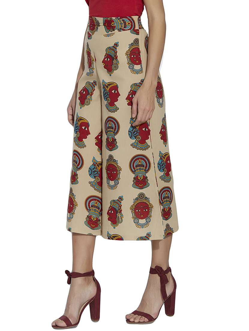 beige printed cotton palazzo - 12994292 -  Standard Image - 1