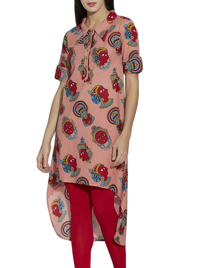 pink cotton straight kurta - 12994297 -  Standard Image - 1