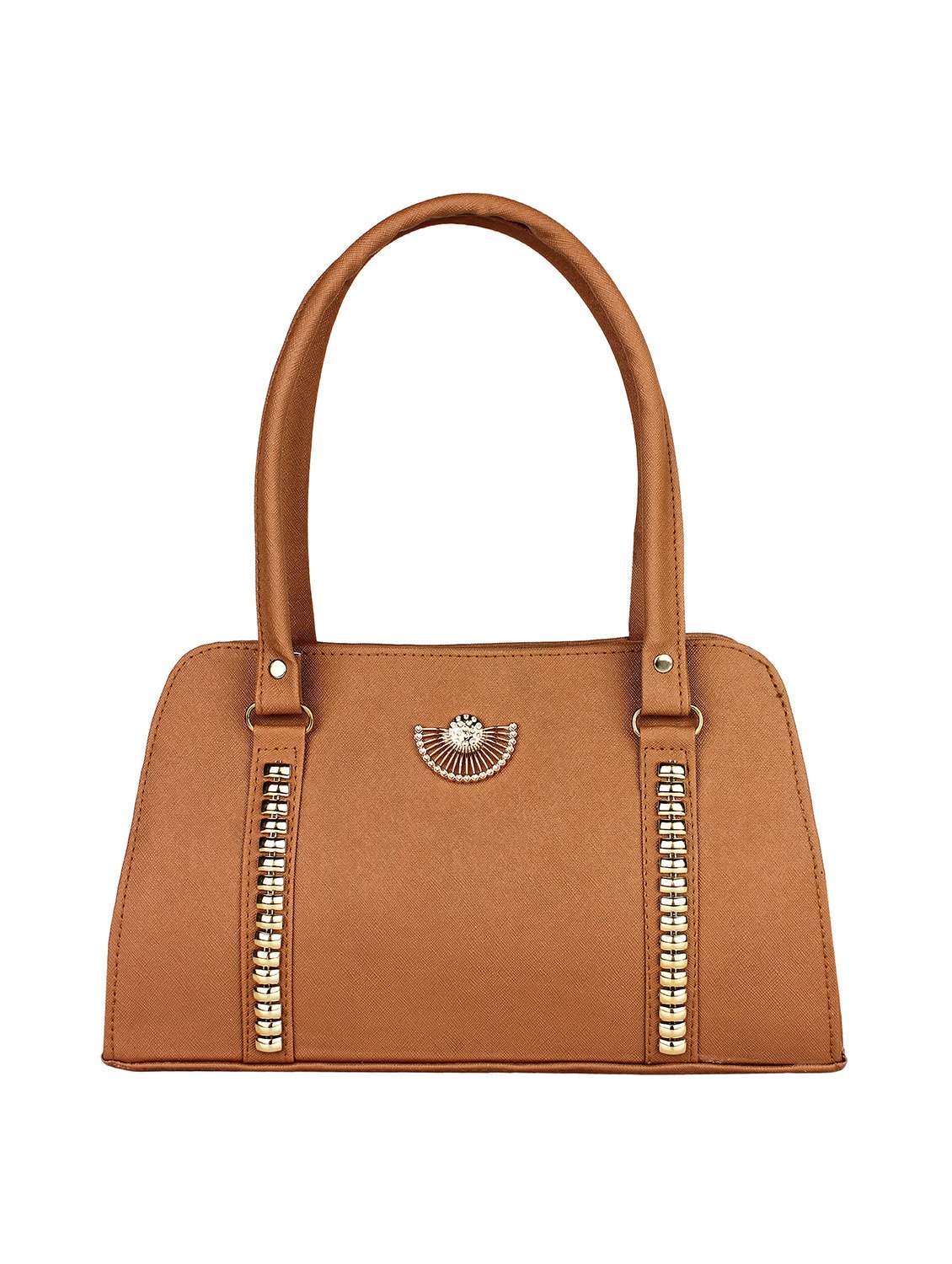 brown leatherette handbag