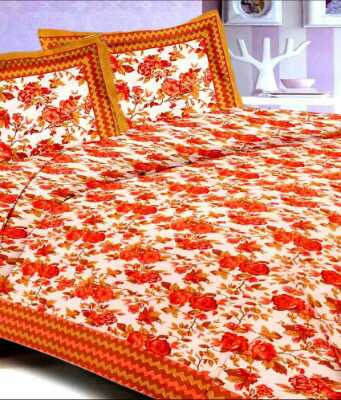 cotton jaipuri printed double bed sheet with 2 pillow cover