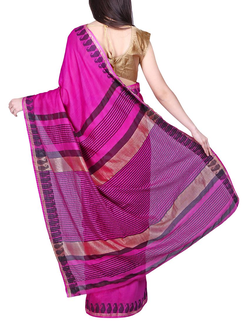 women's self design pink colored saree with blouse - 12997632 -  Standard Image - 1