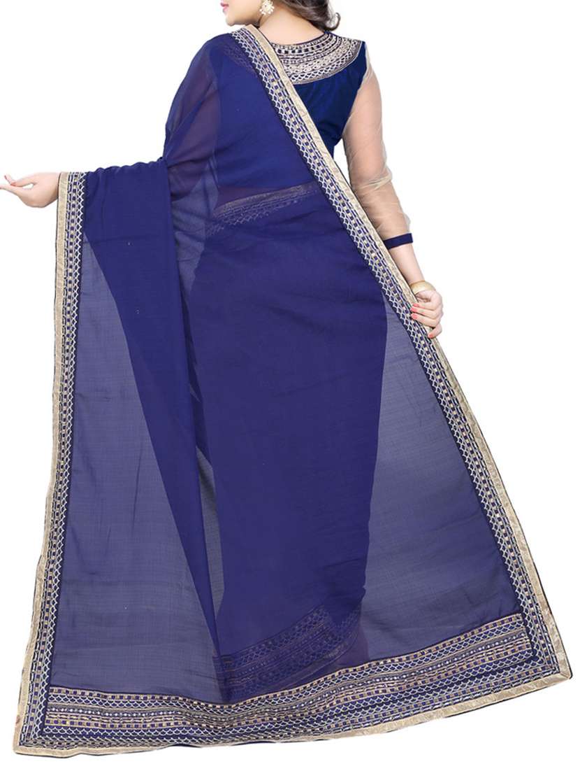 blue & beige silk half & half saree with blouse - 13000072 -  Standard Image - 1
