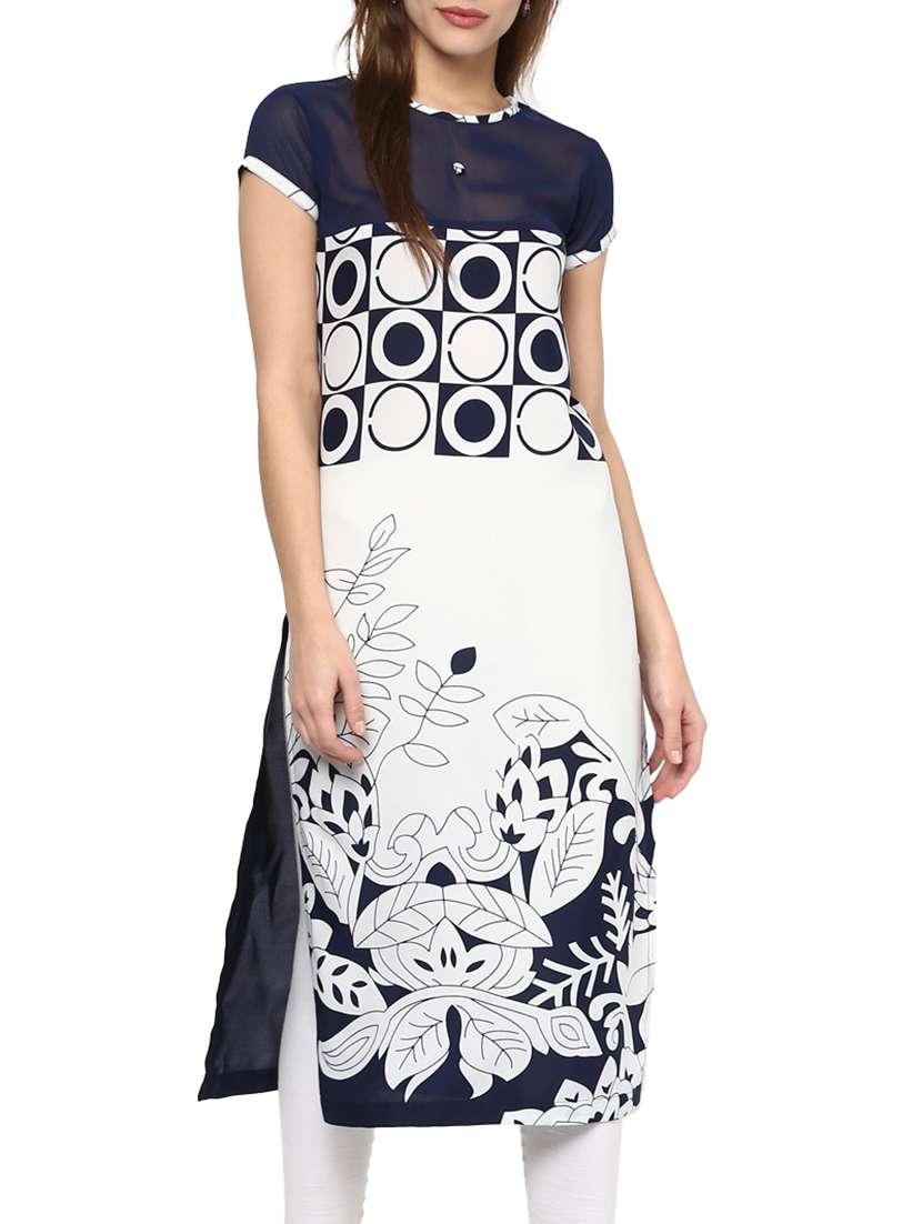 blue crepe straight kurta