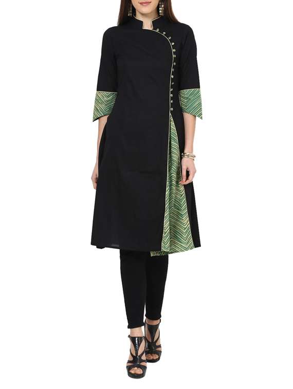 black cotton aline kurta