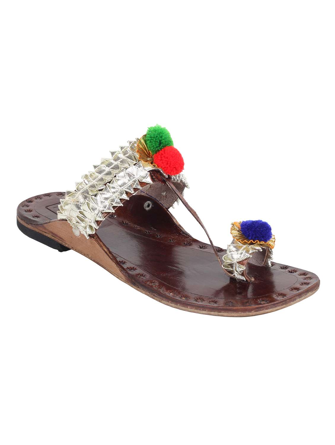 silver pom poms one toe kolapuris