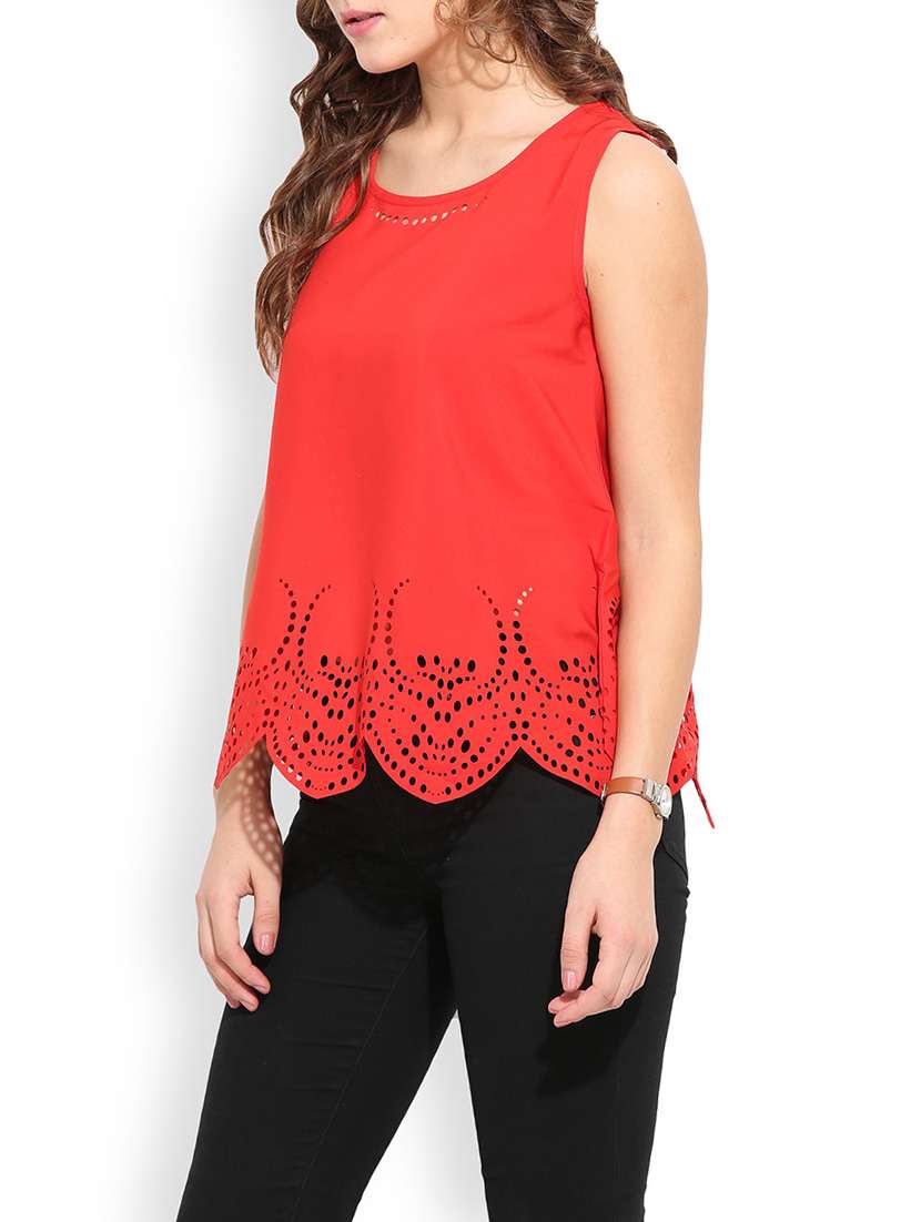 women's straight round neck top - 13003935 - Standard Image - 1
