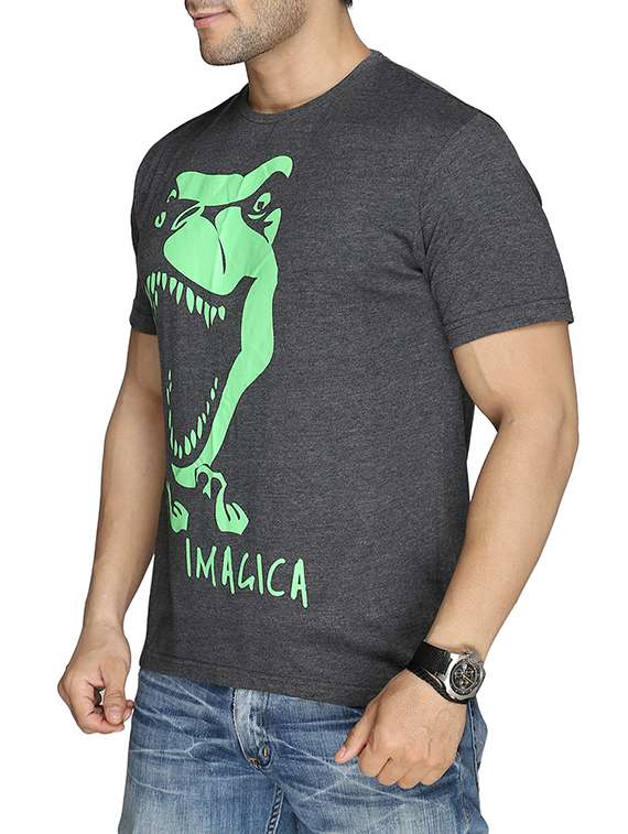 grey cotton printed t-shirt - 13004330 -  Standard Image - 1