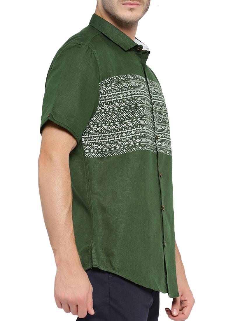  green printed casual shirt - 13006966 -  Standard Image - 1