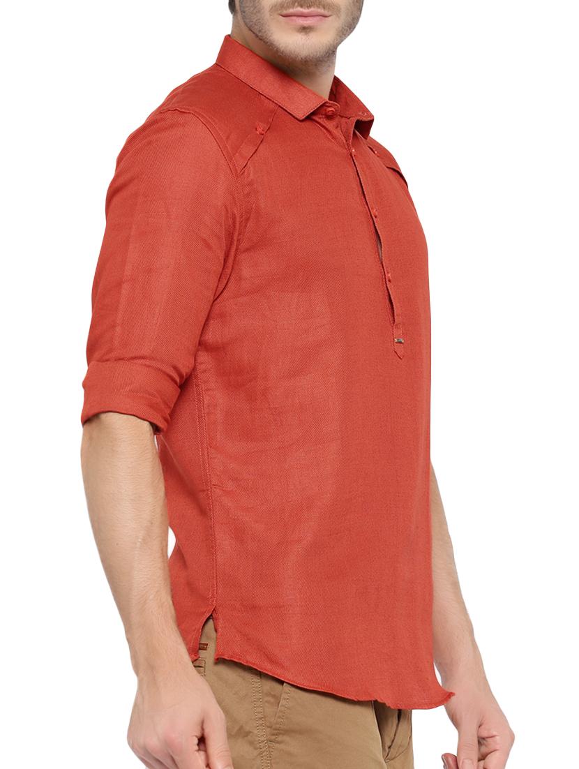 red solid short kurta - 13007901 - Standard Image - 1