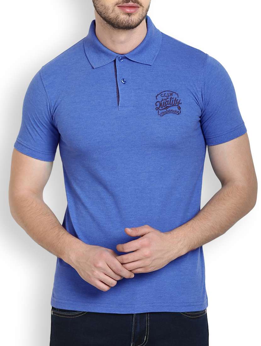 solid blue cotton t-shirt