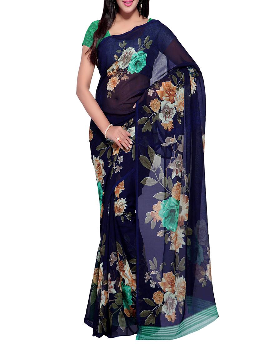 multi colored floral printed combos saree with blouse - 13013349 -  Standard Image - 1