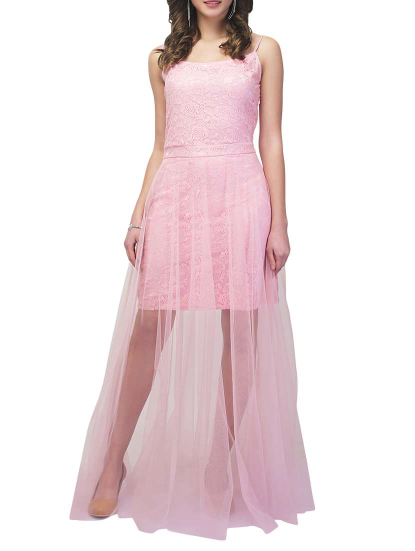 floral lace sheer mesh gown dress