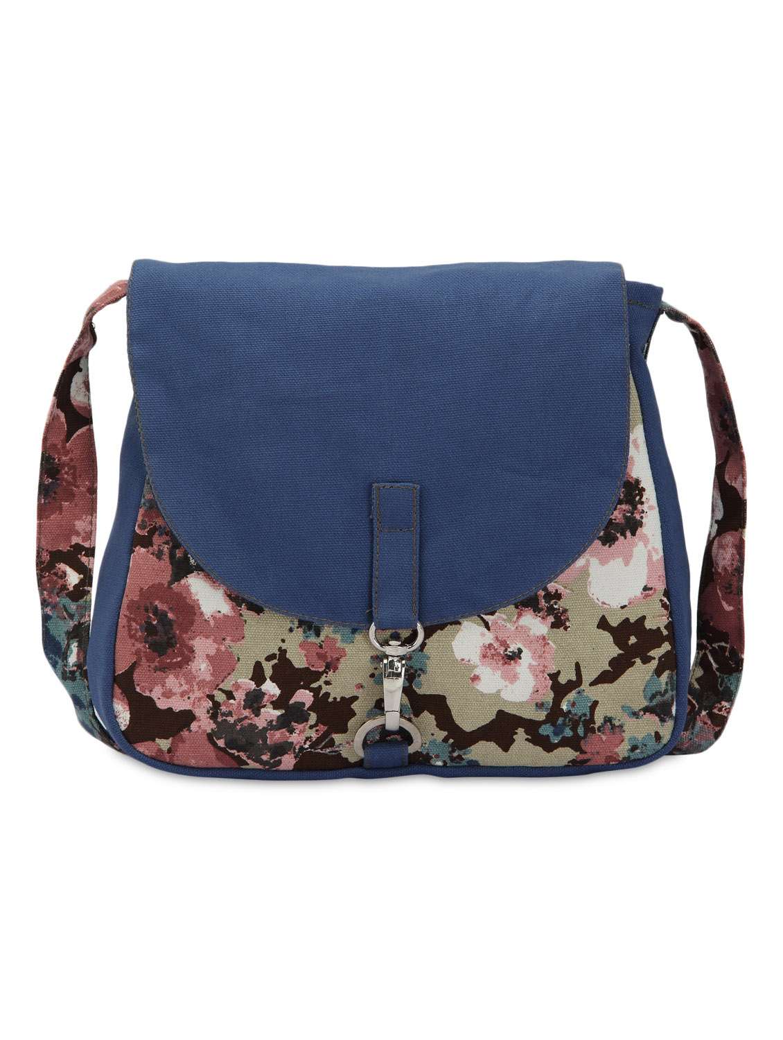 multi colored cotton floral printed sling bag
