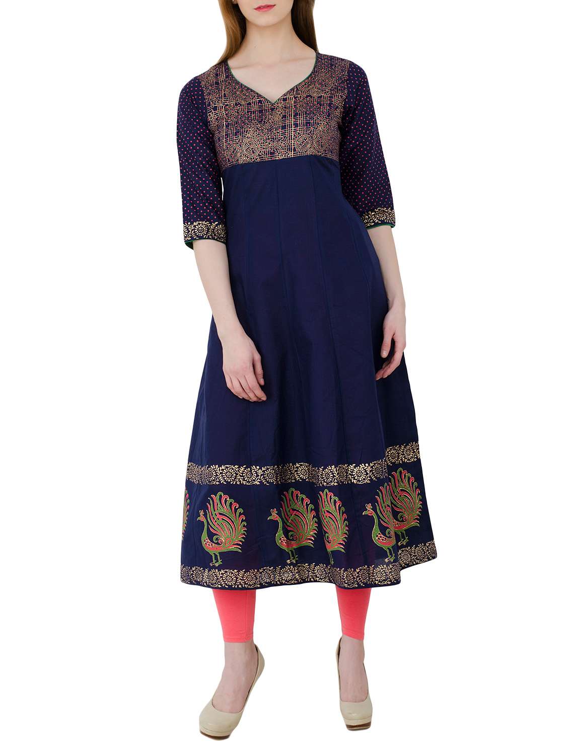 blue cotton anarkali kurta