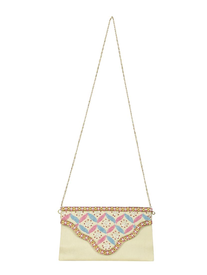 beige silk sling bag - 13023100 - Standard Image - 4