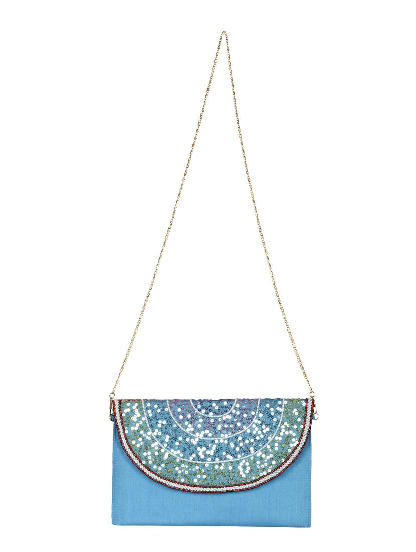 blue silk sling bag - 13023105 - Standard Image - 4