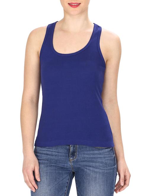 blue cotton racer back tee - 13025670 - Standard Image - 0